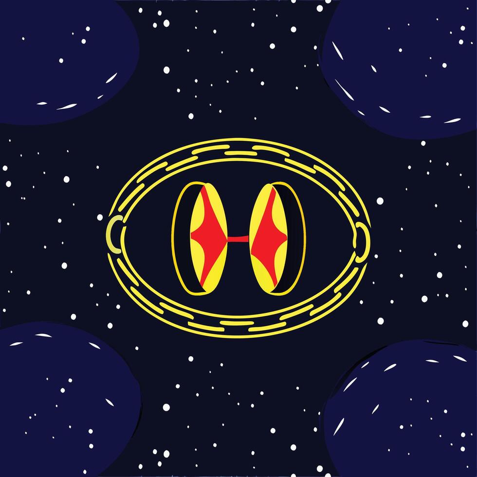 Cosmic Eye Celestial Orb with Dual Cores in Starry Void vector