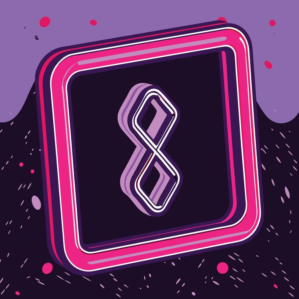 Abstract Number Eight in Neon Frame vector