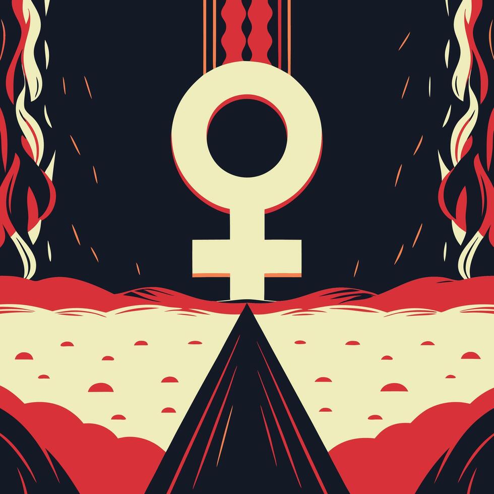 Female Symbol, Fiery Path, Abstract Art vector