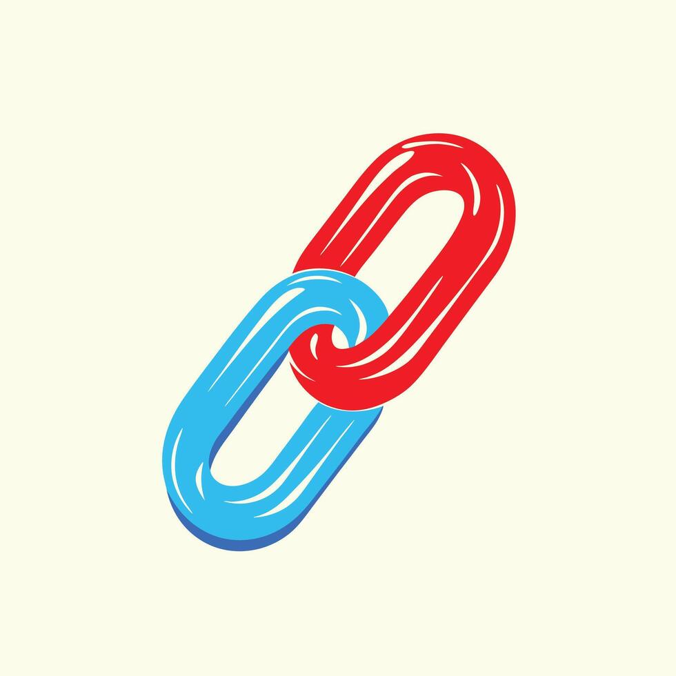 Interlinked Abstract Shapes Red and Blue Chain Design vector