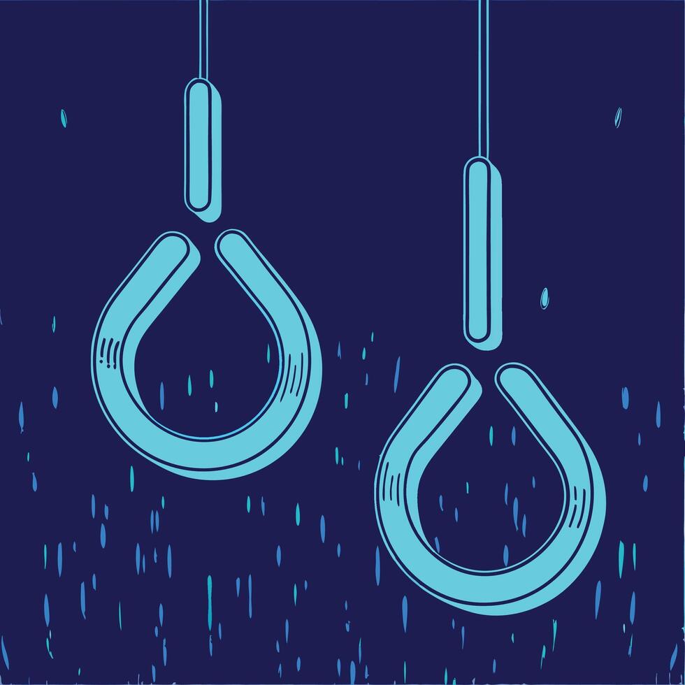 Abstract Neon Rings, Hanging, Blue, Graphic Design vector