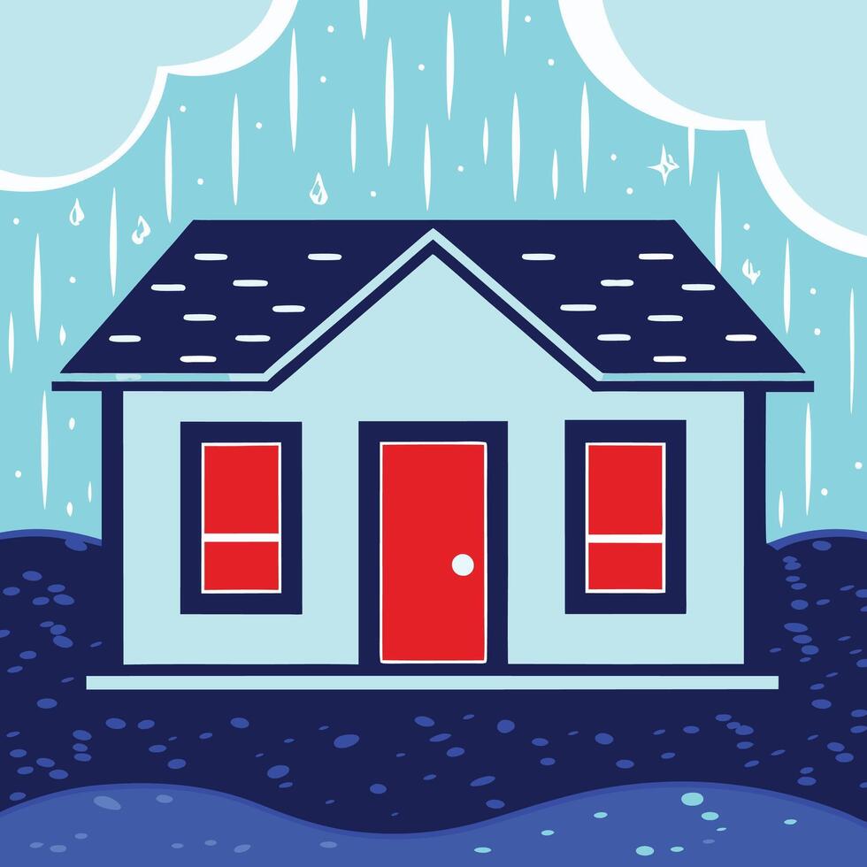 House Flooding Preventing Water Damage vector