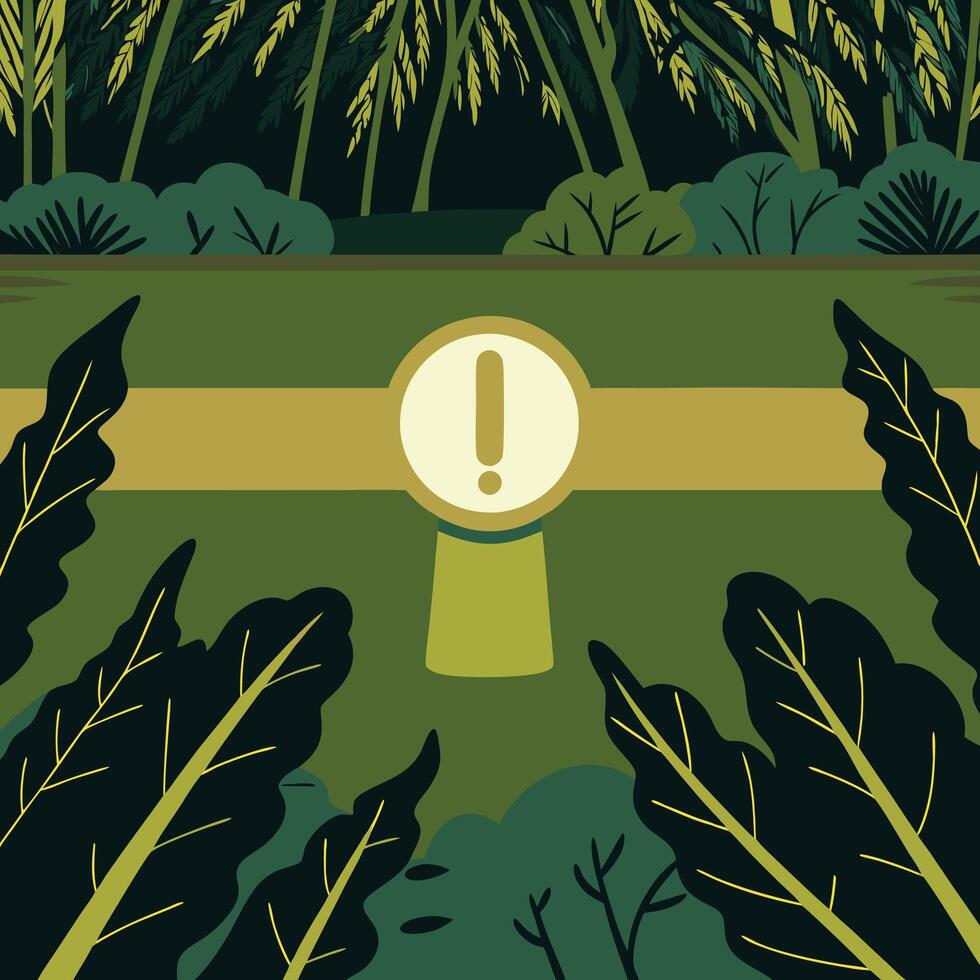 Jungle Warning Urgent Notice in Lush Foliage vector