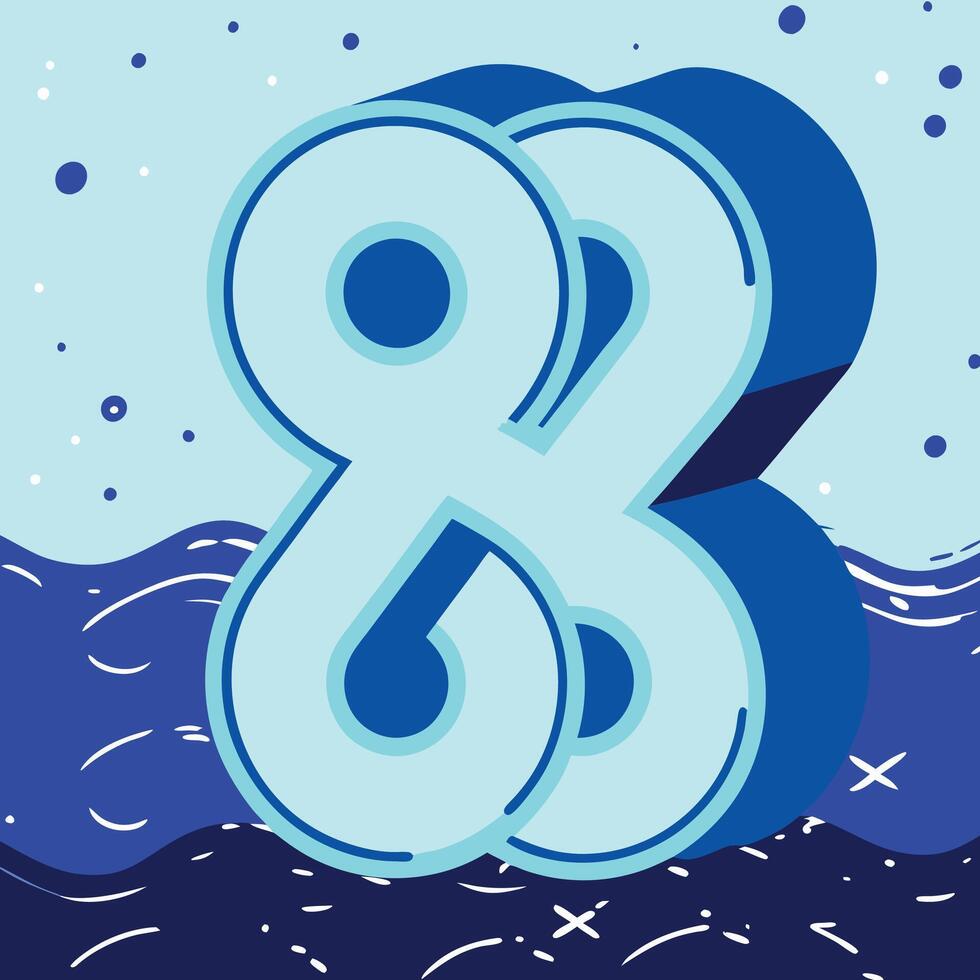 Abstract Blue Design with Interlocking Circles and Waves vector