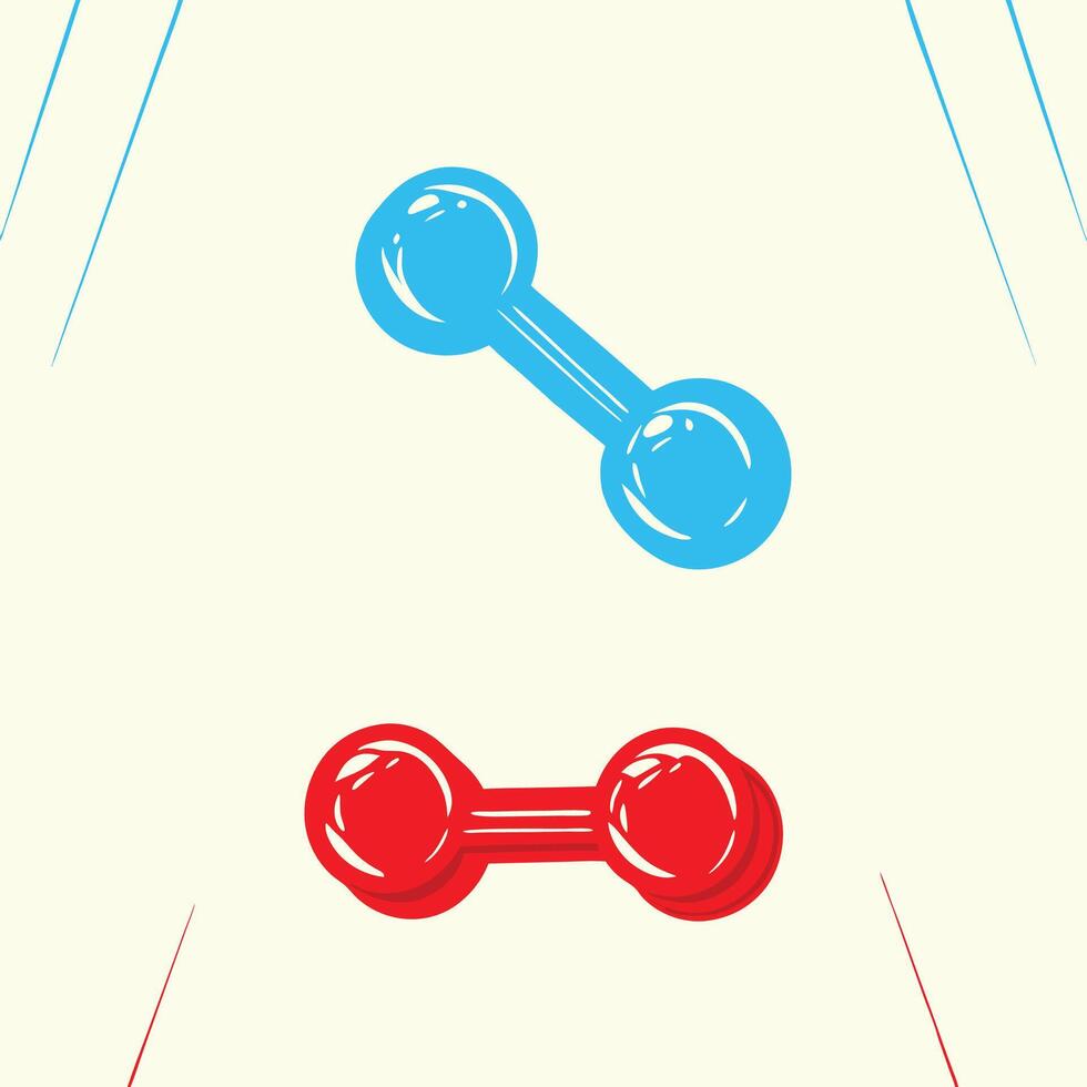 Fitness Weights Exercise Equipment, Strength Training, Dumbbells, Workout, Gym, Healthy Lifestyle, Physical Fitness, Muscle Building, Bodybuilding, Red and Blue Dumbbells vector