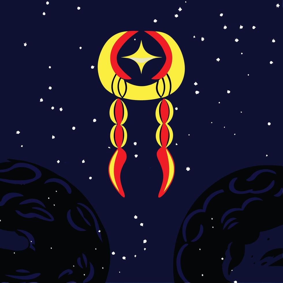 Cosmic Crescent Celestial Art vector