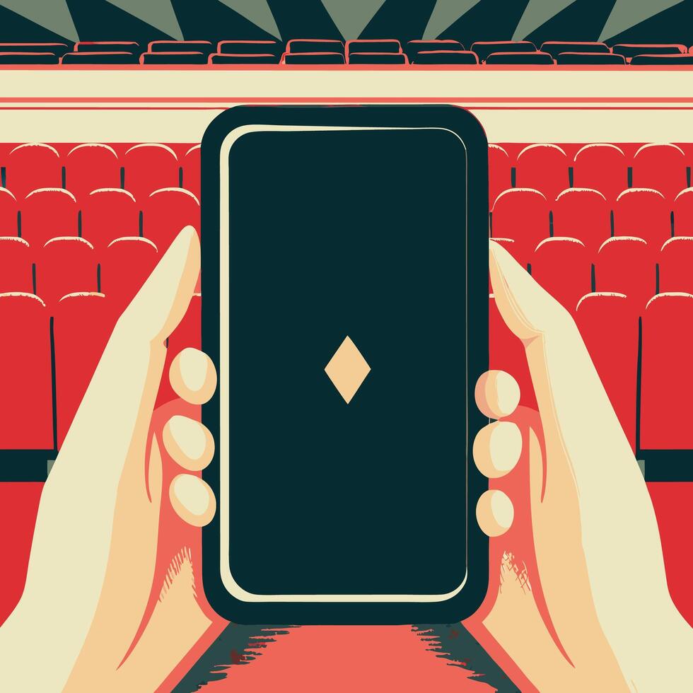 Mobile Streaming in Empty Theater Seats vector