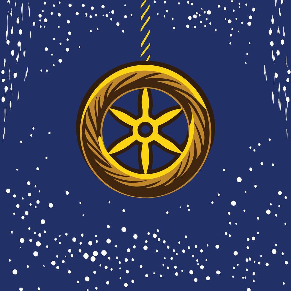 Golden Wheel Ornament Festive Winter Design vector