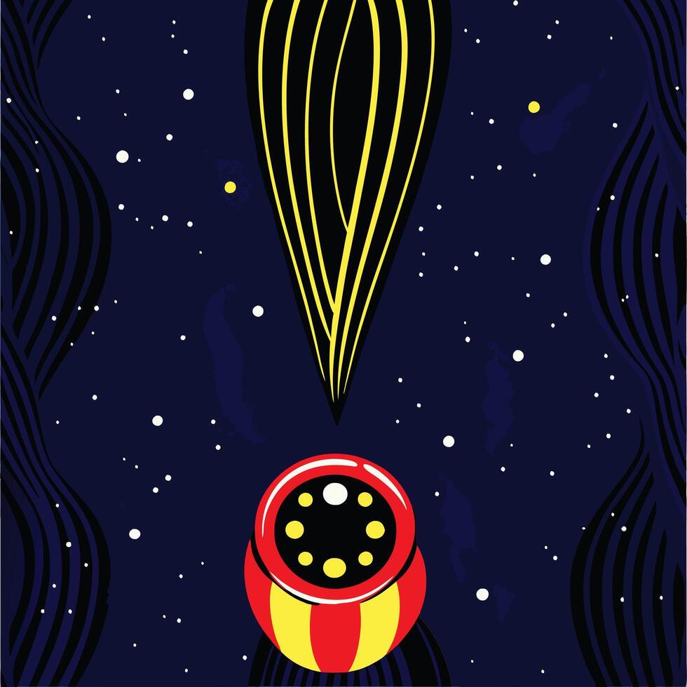 Cosmic Descent A Vessel in the Starry Night vector