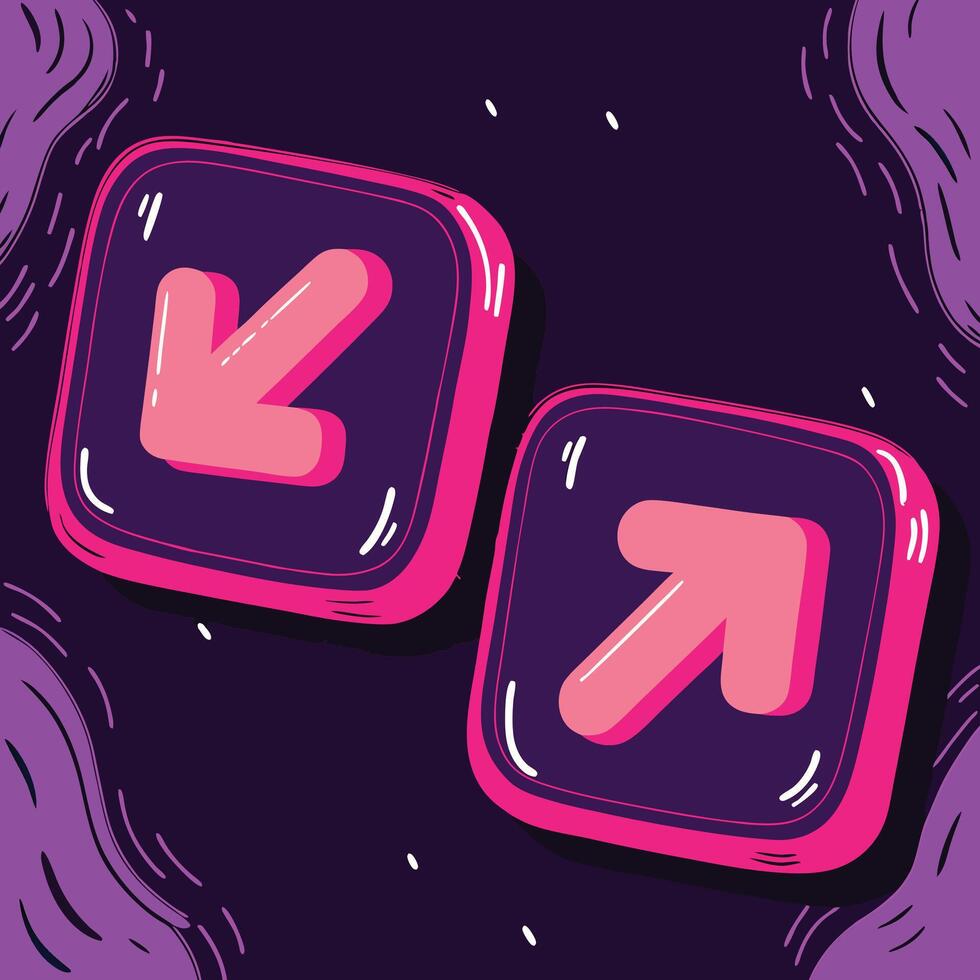 Up and Down Arrows Abstract Design with Pink and Purple vector