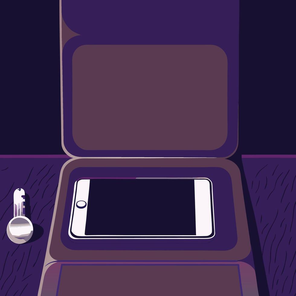 Smartphone and Earbuds in Case Minimalist Tech Illustration vector