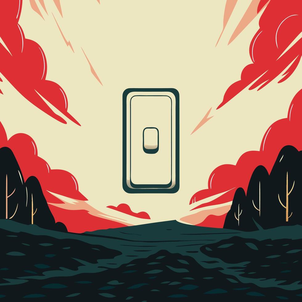 Switch Landscape Red Sky, Dark Forest vector