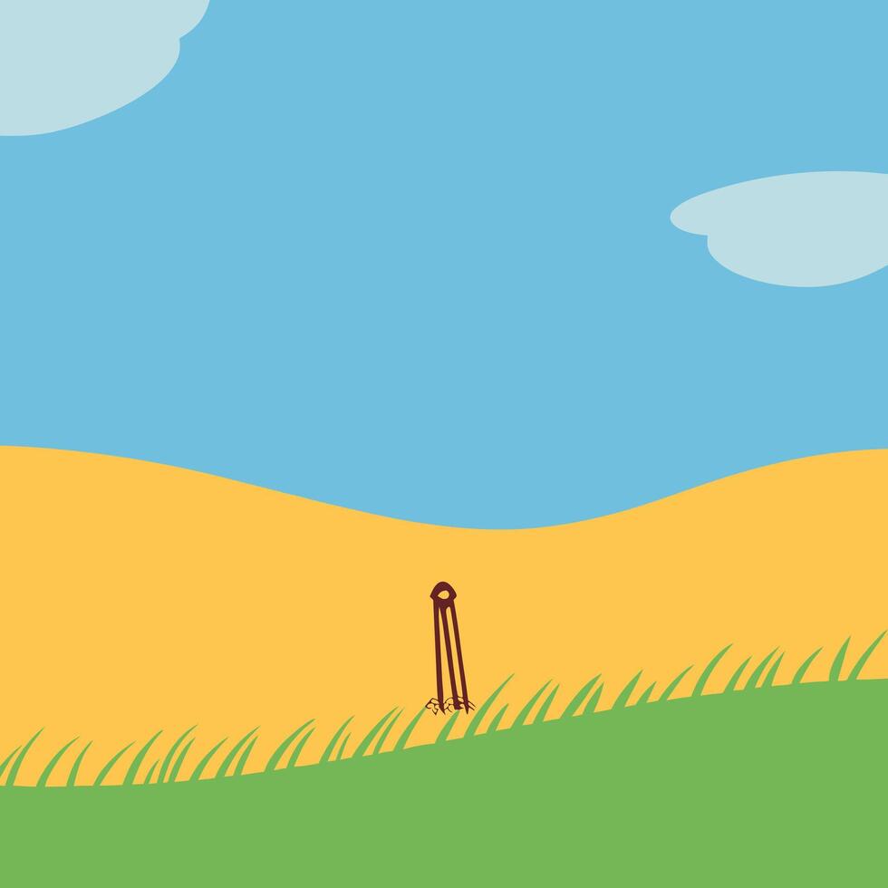 Simple Landscape Grass, Sky, and a Post vector