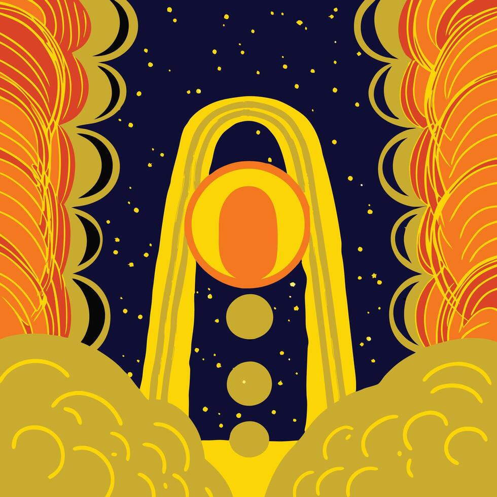 Cosmic Archway Celestial Bodies and Abstract Forms vector