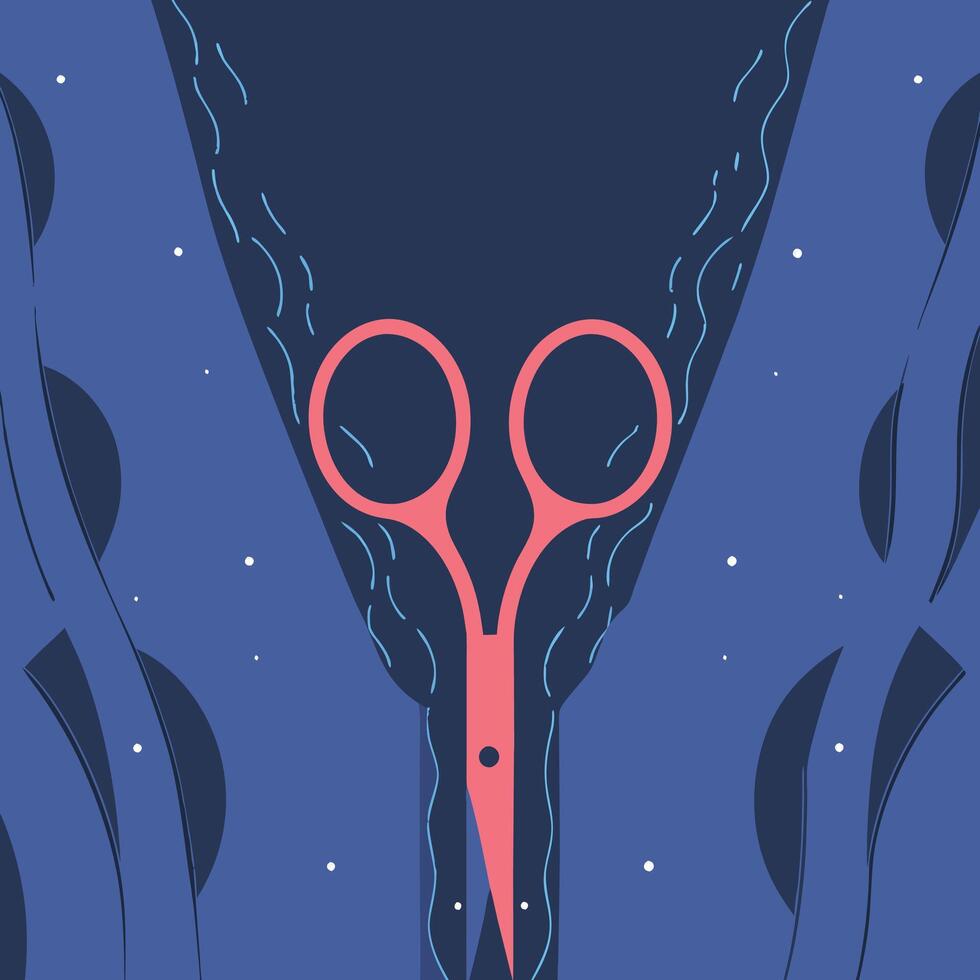 Abstract Scissors Design A Blue and Pink Artwork vector