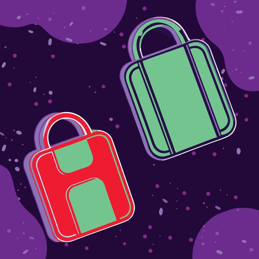 Abstract Padlock Shapes Colorful Geometric Design vector