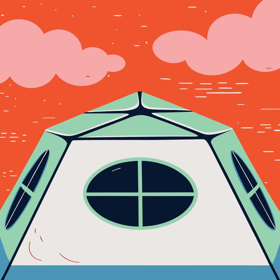 Geometric Tent Design Modern Camping Shelter with Window vector