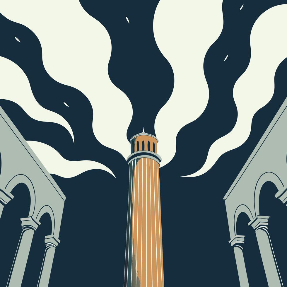 Abstract Architecture Towering Column Classical Arches vector