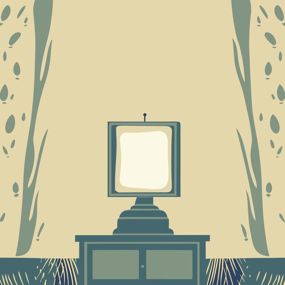 Vintage Television on Stand Retro Home Entertainment vector