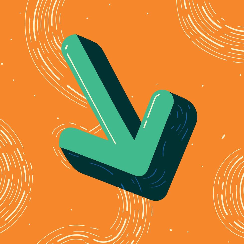 Abstract 3D Arrow Design Teal, Orange, and Dark Green vector