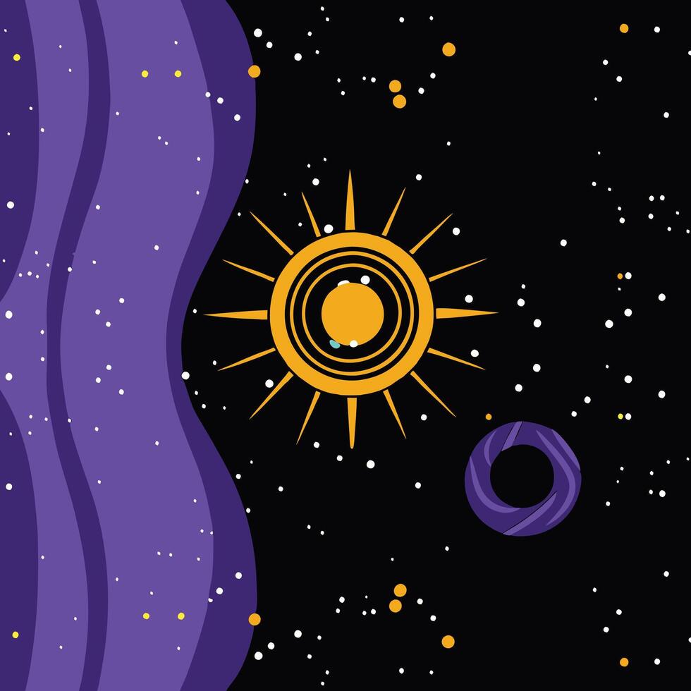 Cosmic Landscape Celestial Bodies, Nebulae, and Stars vector