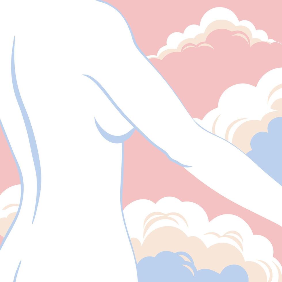 Pastel Cloudscape and Female Form vector