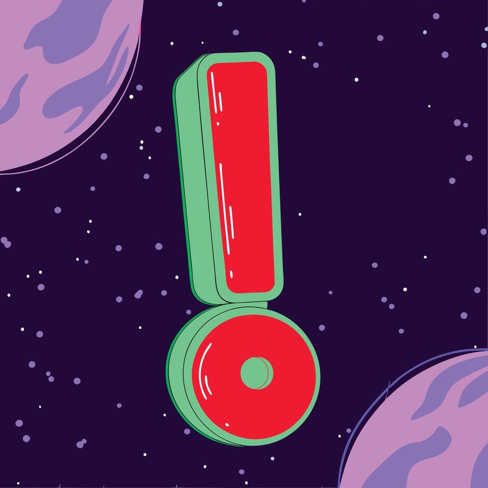 Cosmic Exclamation A Vibrant Space-Themed Design vector