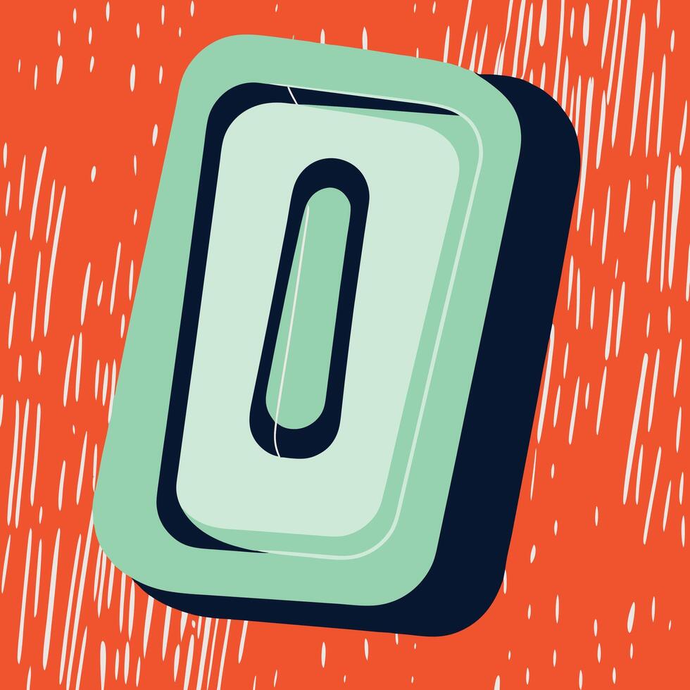 Abstract Number Zero Bold, Colorful, 3D Design vector