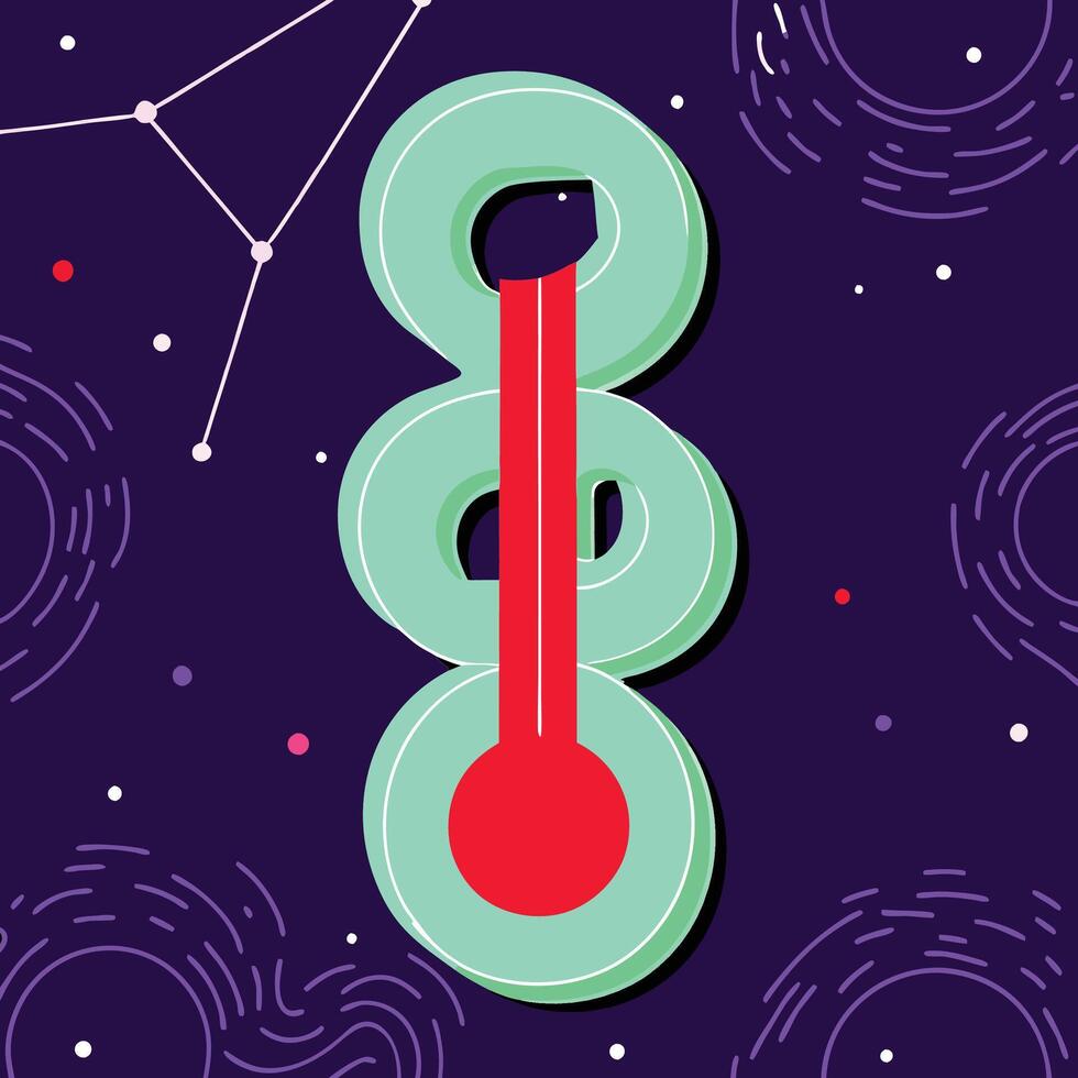Abstract Cosmic Thermometer Celestial Design with Red Mercury vector