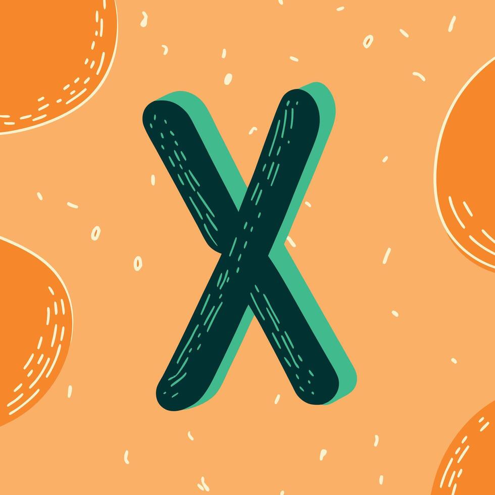 Abstract Orange and Teal X Letter Design vector