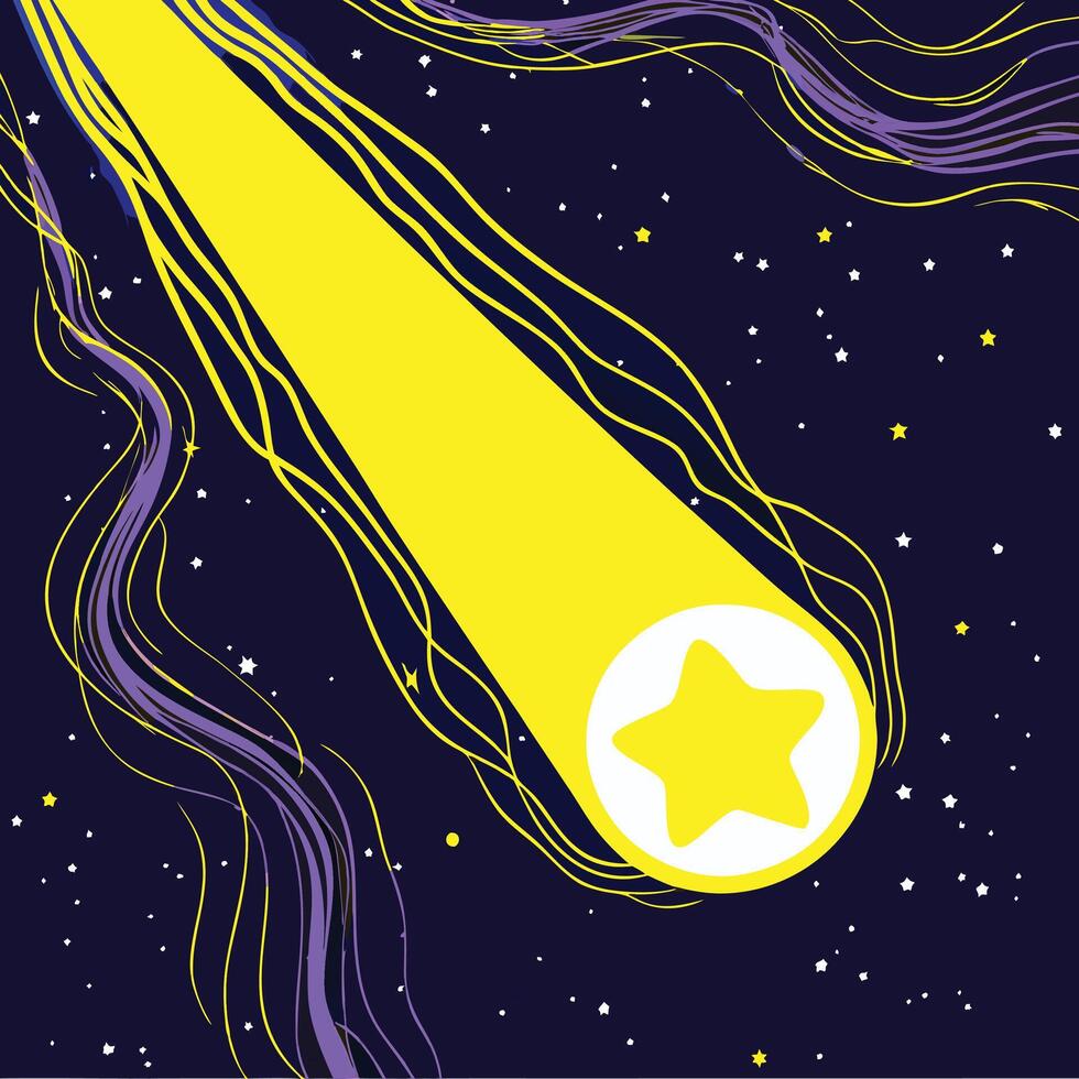 Celestial Comet Streaking Across Starry Night vector