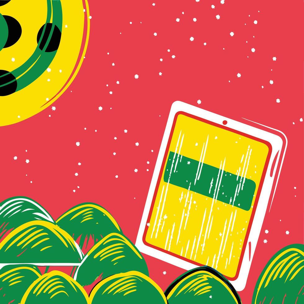 Abstract Tablet Display Yellow, Green, Red Design vector