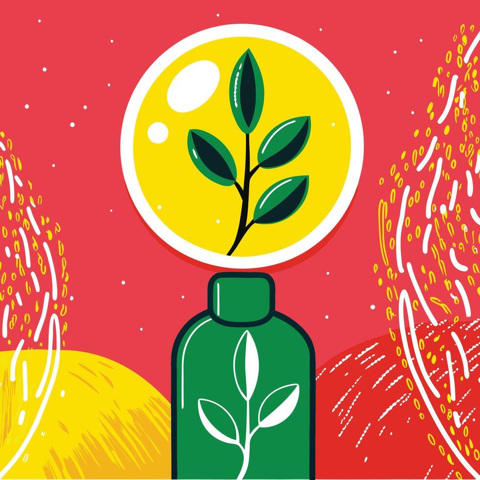 Green Product, Eco-Friendly Packaging, Sustainable Design, Plant-Based, Nature Inspired, Botanical, Growth, Environmental Consciousness, Circular Economy, Renewable Resources vector