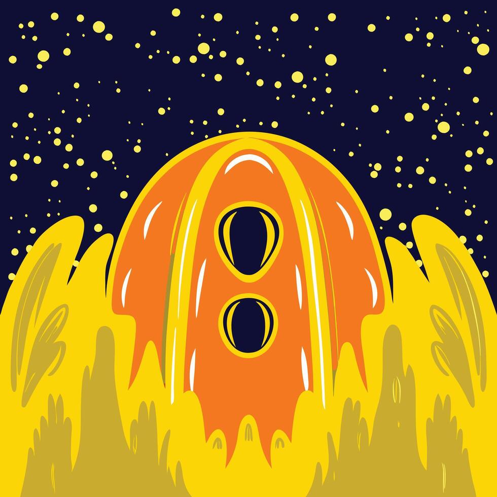 Cosmic Vessel Landing on a Yellow Planet vector
