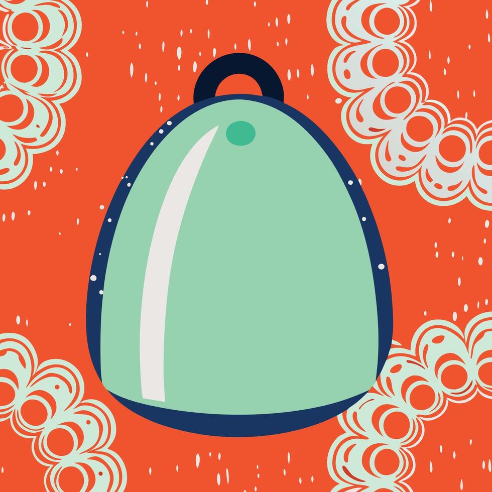 Abstract Teal Egg-Shaped Bag Design vector