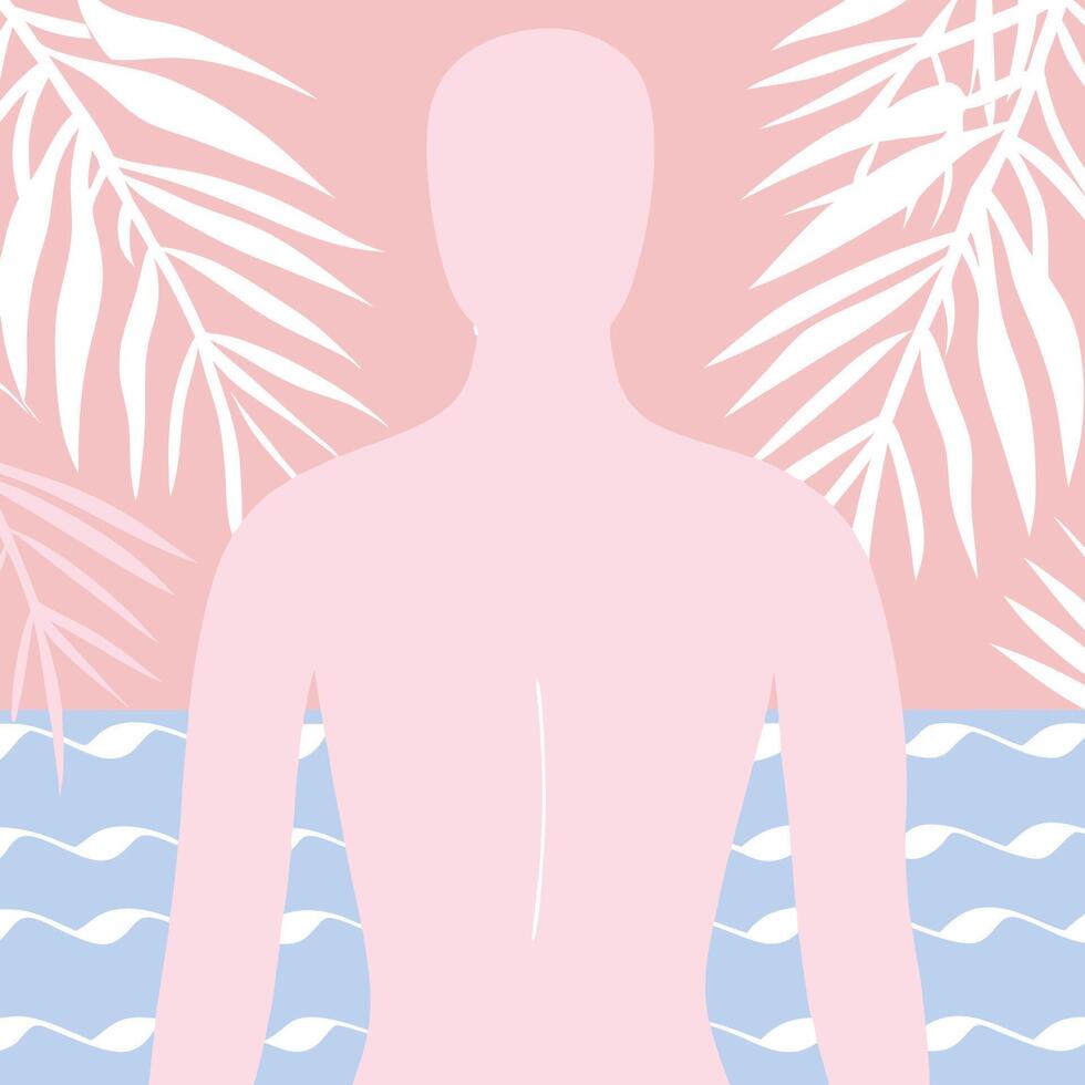 Pink Tropical Summer Beach Back View Abstract Art vector