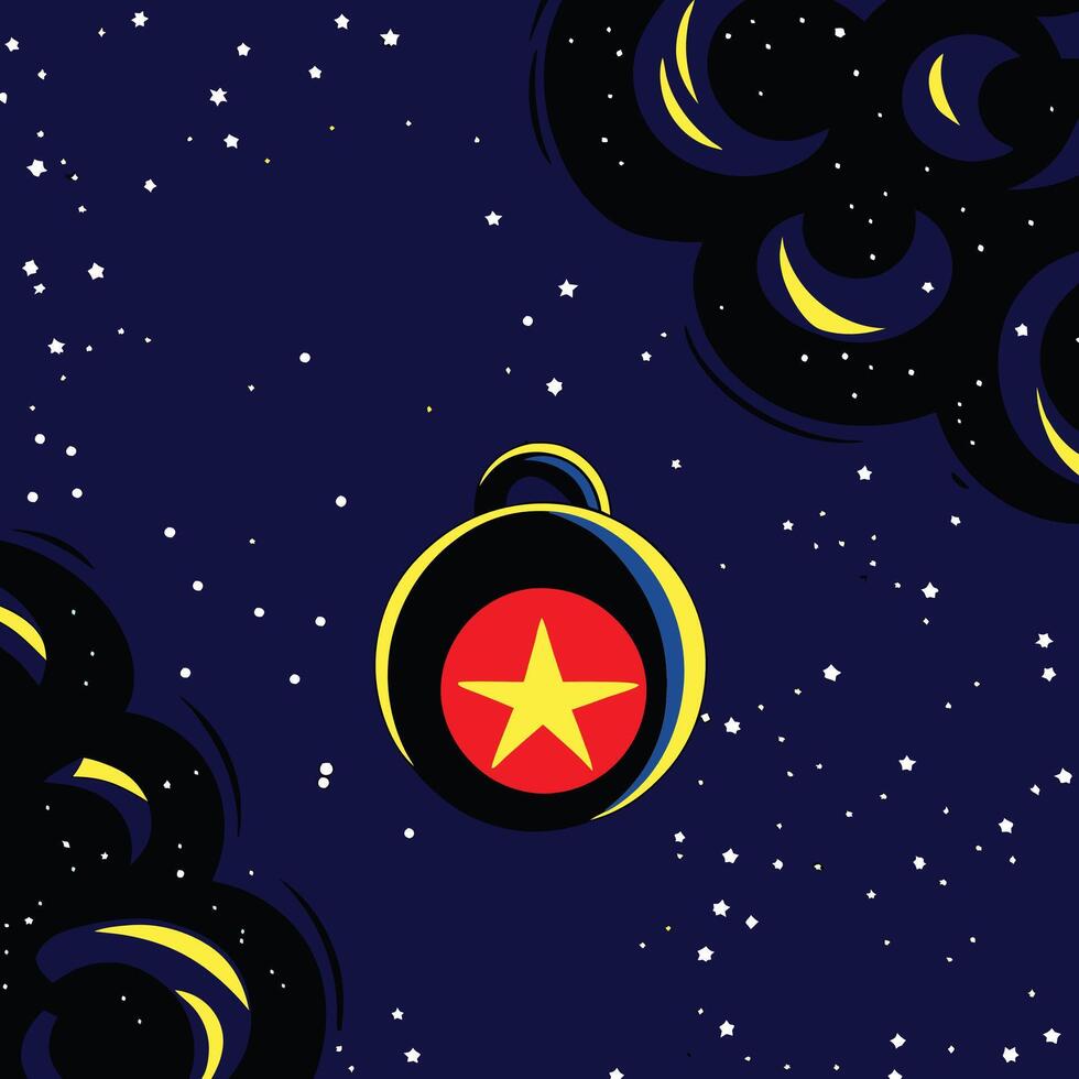 Night Sky with Celestial Star and Crescent Moons vector
