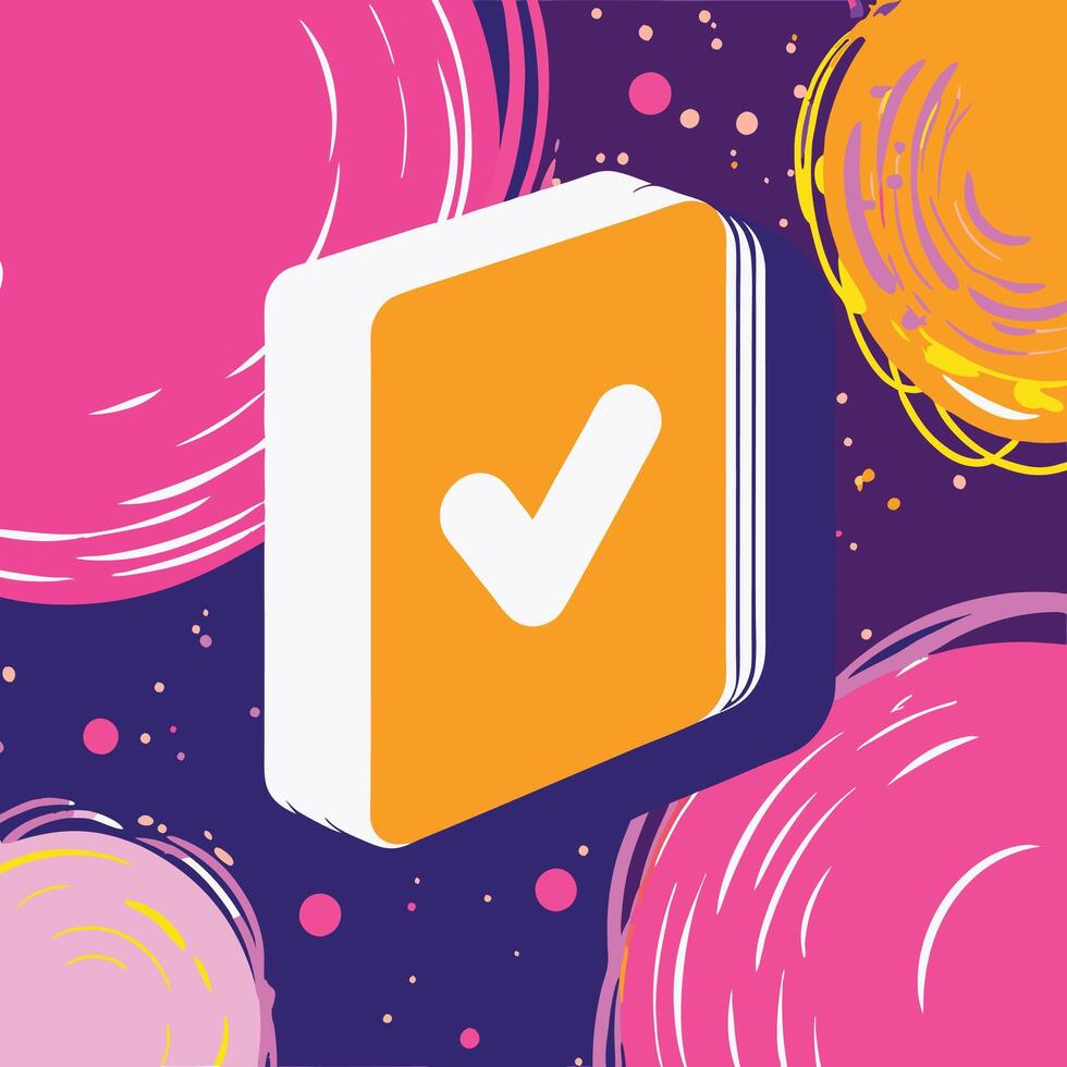 Orange Check Mark Icon Completion, Confirmation, and Success vector