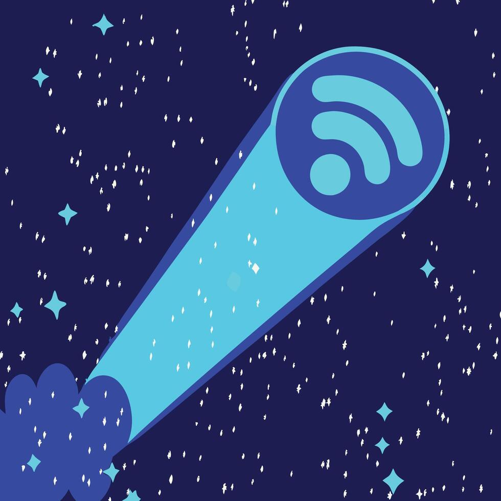Digital Signal Blazing Across the Night Sky vector