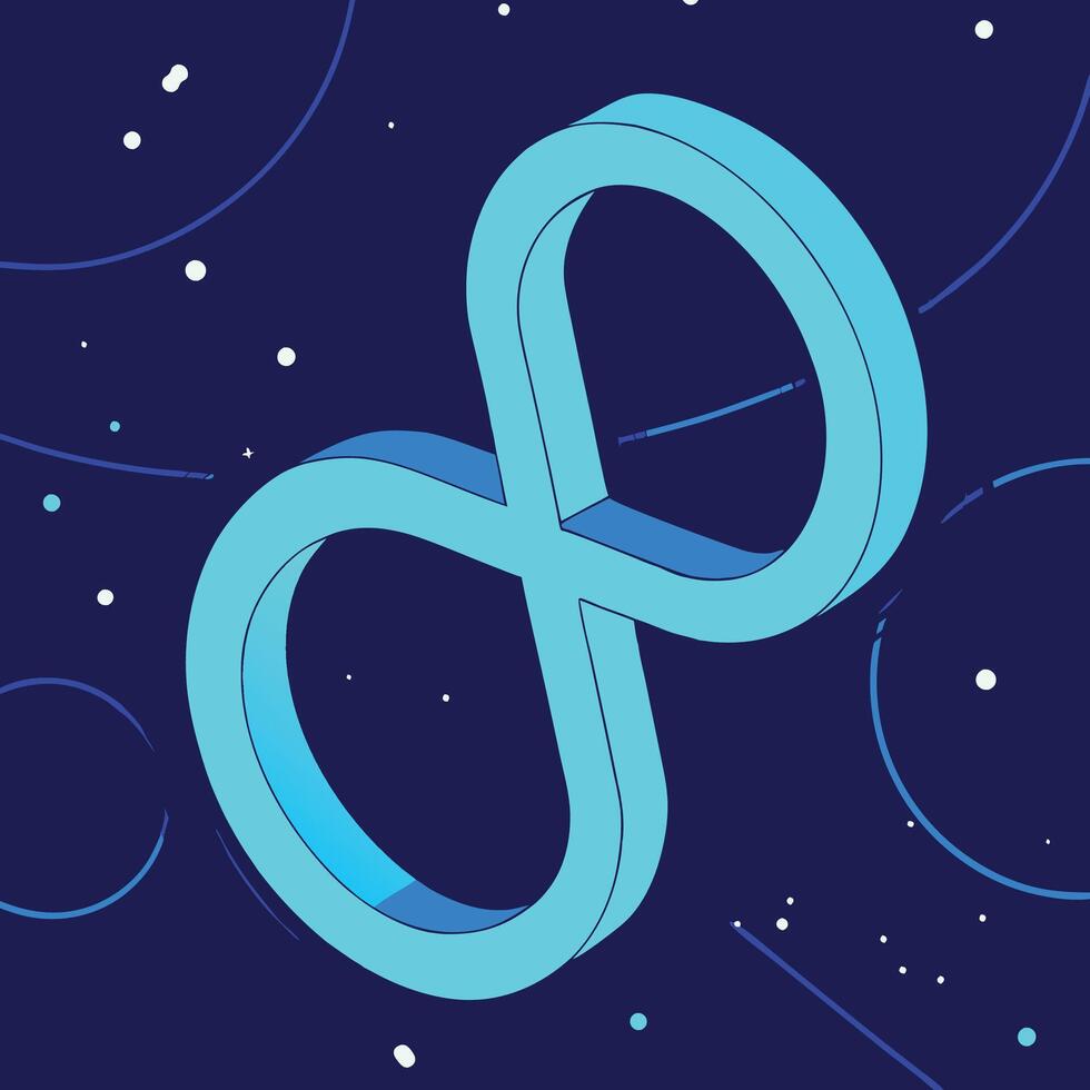 Abstract Infinity Symbol 3D Design, Blue Hues, Geometric Shapes vector