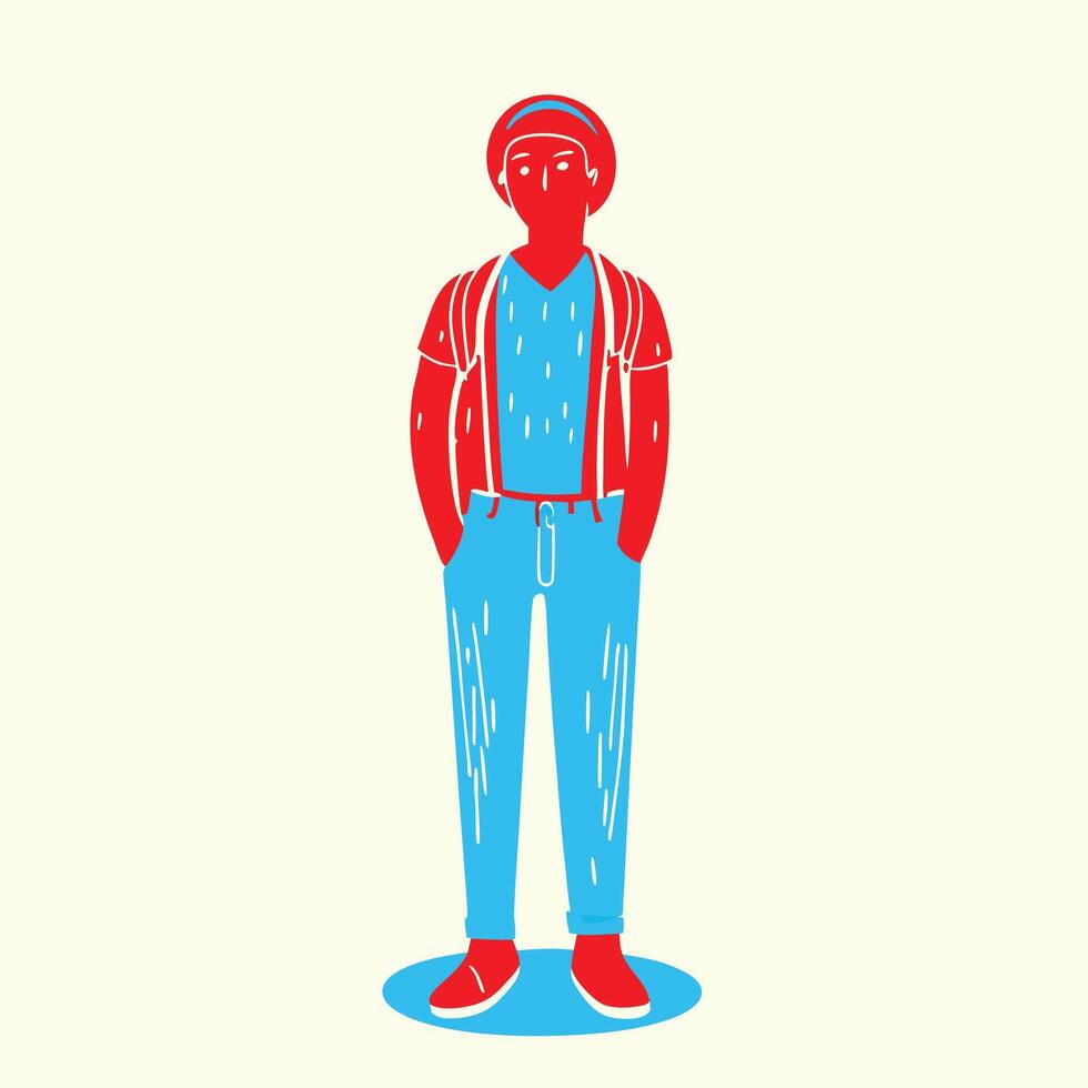 Casual Traveler Illustration of Person with Backpack vector
