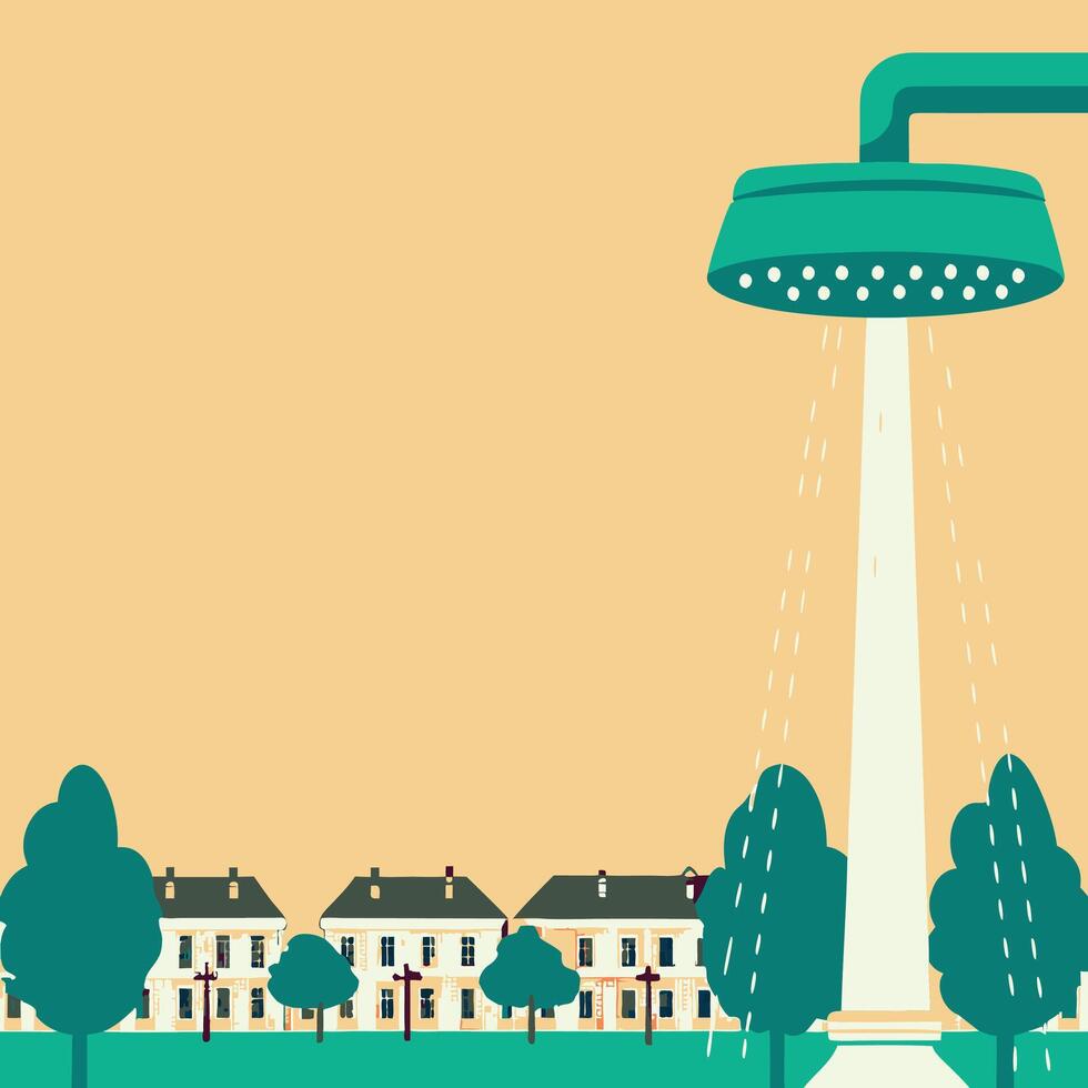 Urban Shower Cleansing City Streets vector