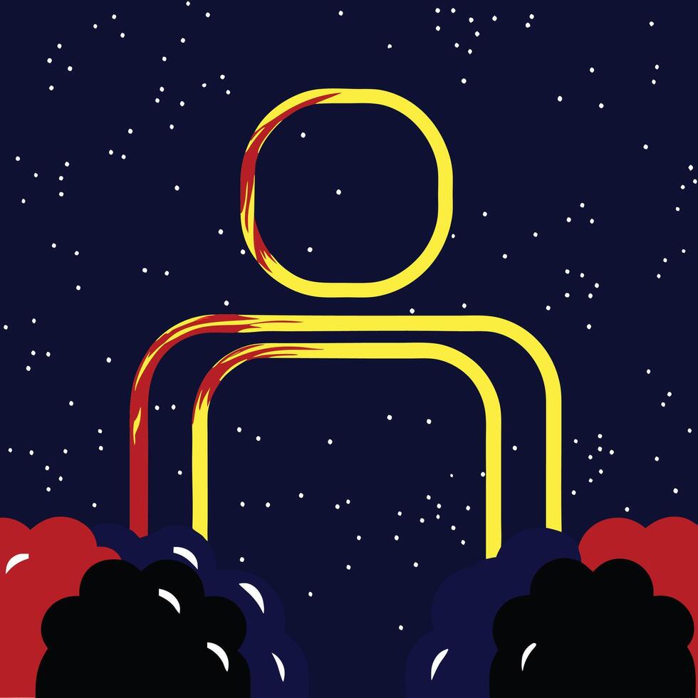 Cosmic Silhouette A Celestial Figure Emerging from Nebula vector