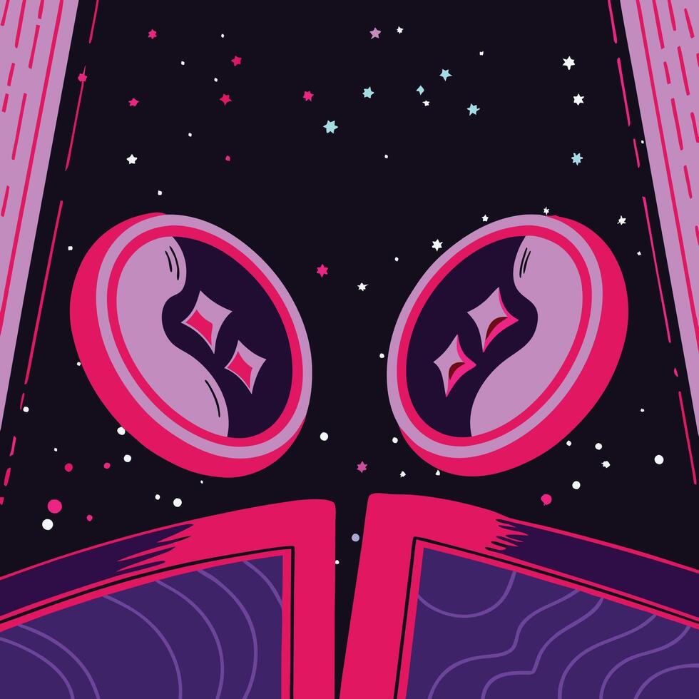 Cosmic Dreamscape Abstract Art with Pink, Purple, and Neon Accents vector