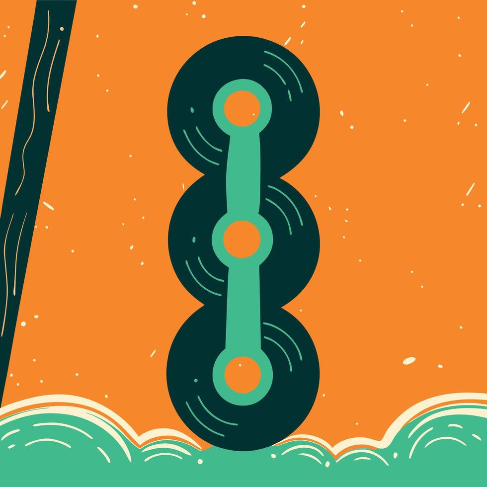 Abstract Teal and Orange Disc Design vector