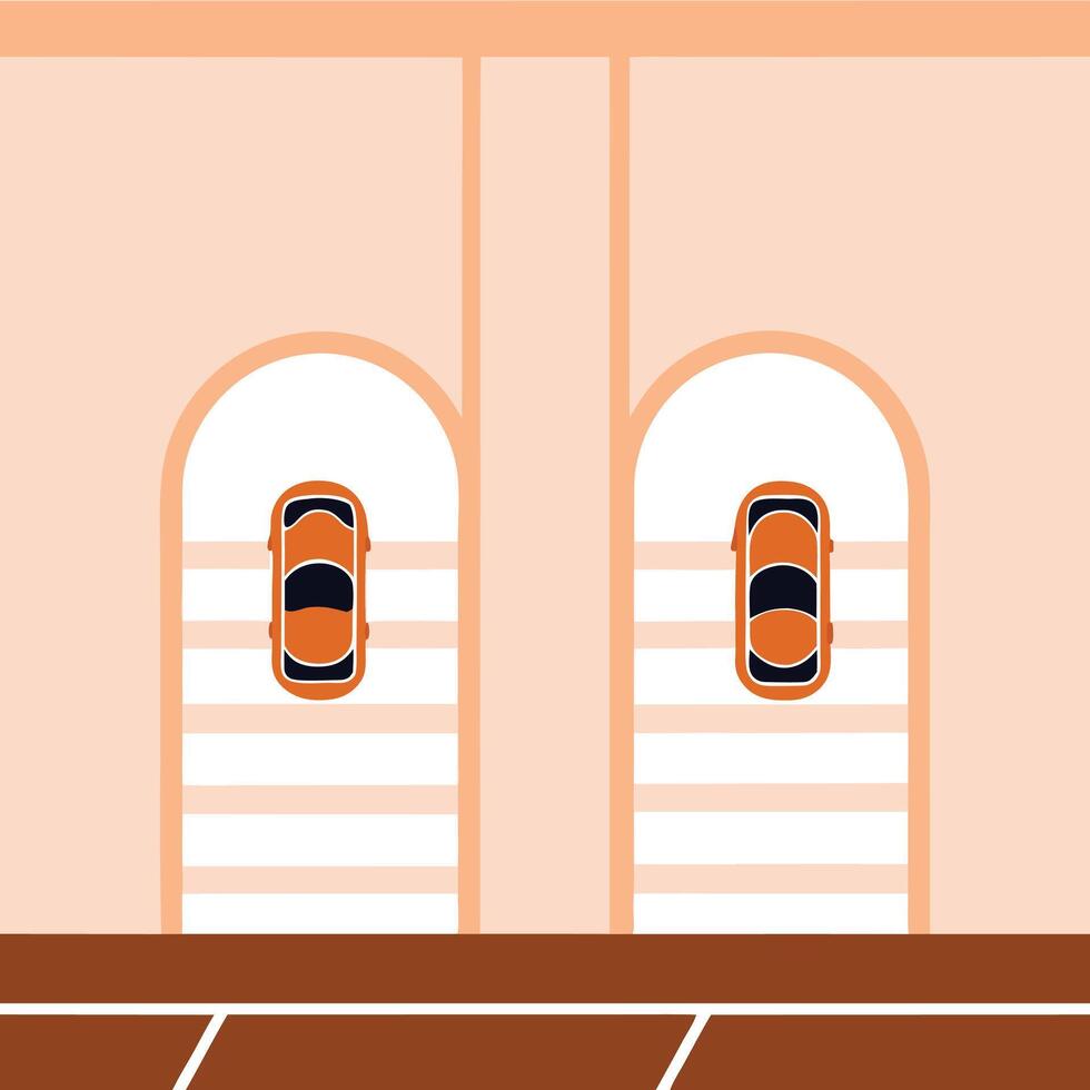 Abstract Archway with Cars Minimalist Geometric Design vector