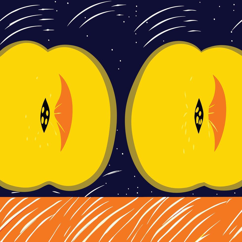 Abstract Night Sky with Yellow Forms and Orange Stripes vector