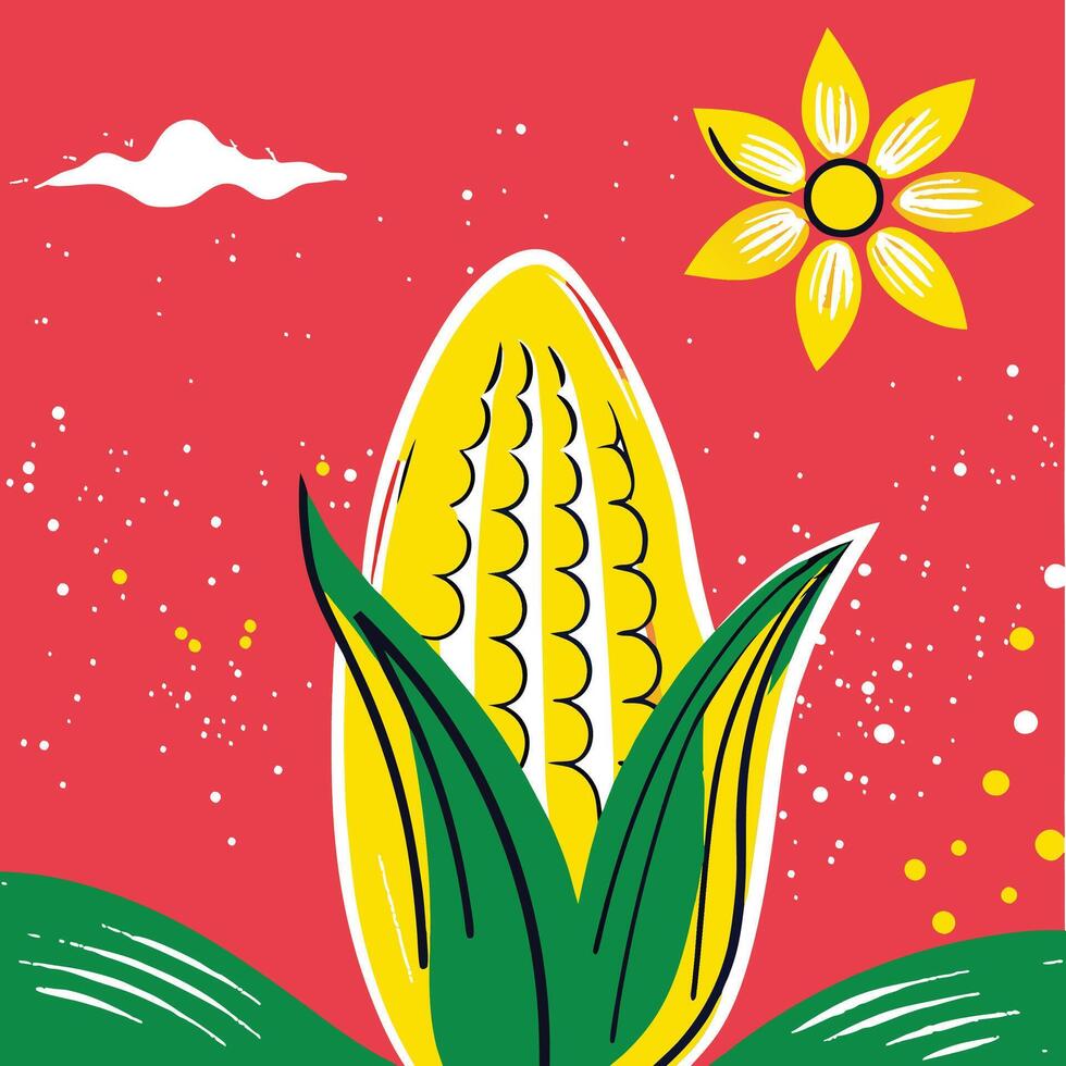 Vibrant Corn Illustration Summer Harvest Design vector