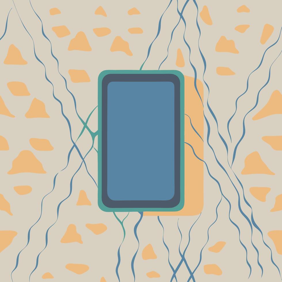 Abstract Mobile Phone Display with Organic Shapes and Lines vector