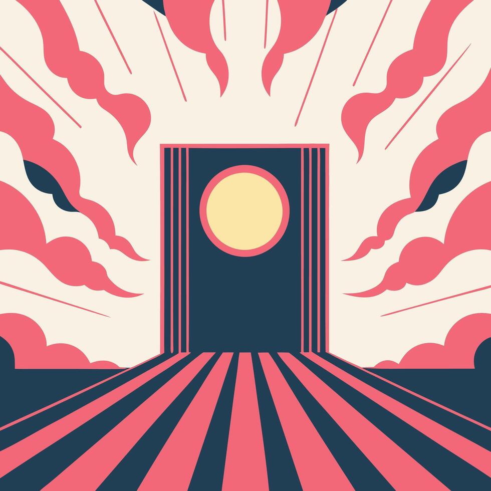 Abstract Portal A Journey Through Dynamic Stripes and Clouds vector